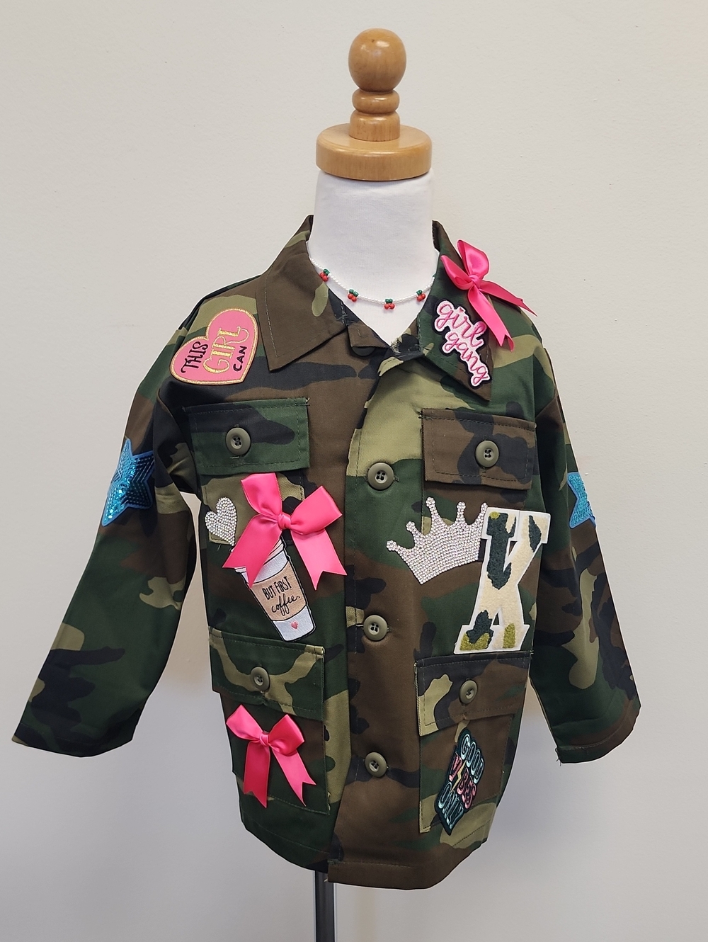 Rothco Girls Camouflage Jacket with Pink Bows & Patches